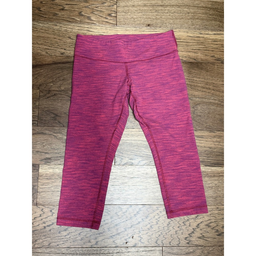 Lululemon Wunder Under Crop  Leggings Pink  Space Dye Size 8
